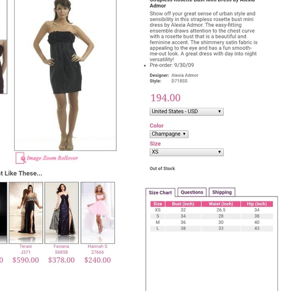 ALEXIA ADMORE ROSETTE EMPIRE WAIST STRAPLESS DRESS - Picture 8 of 9